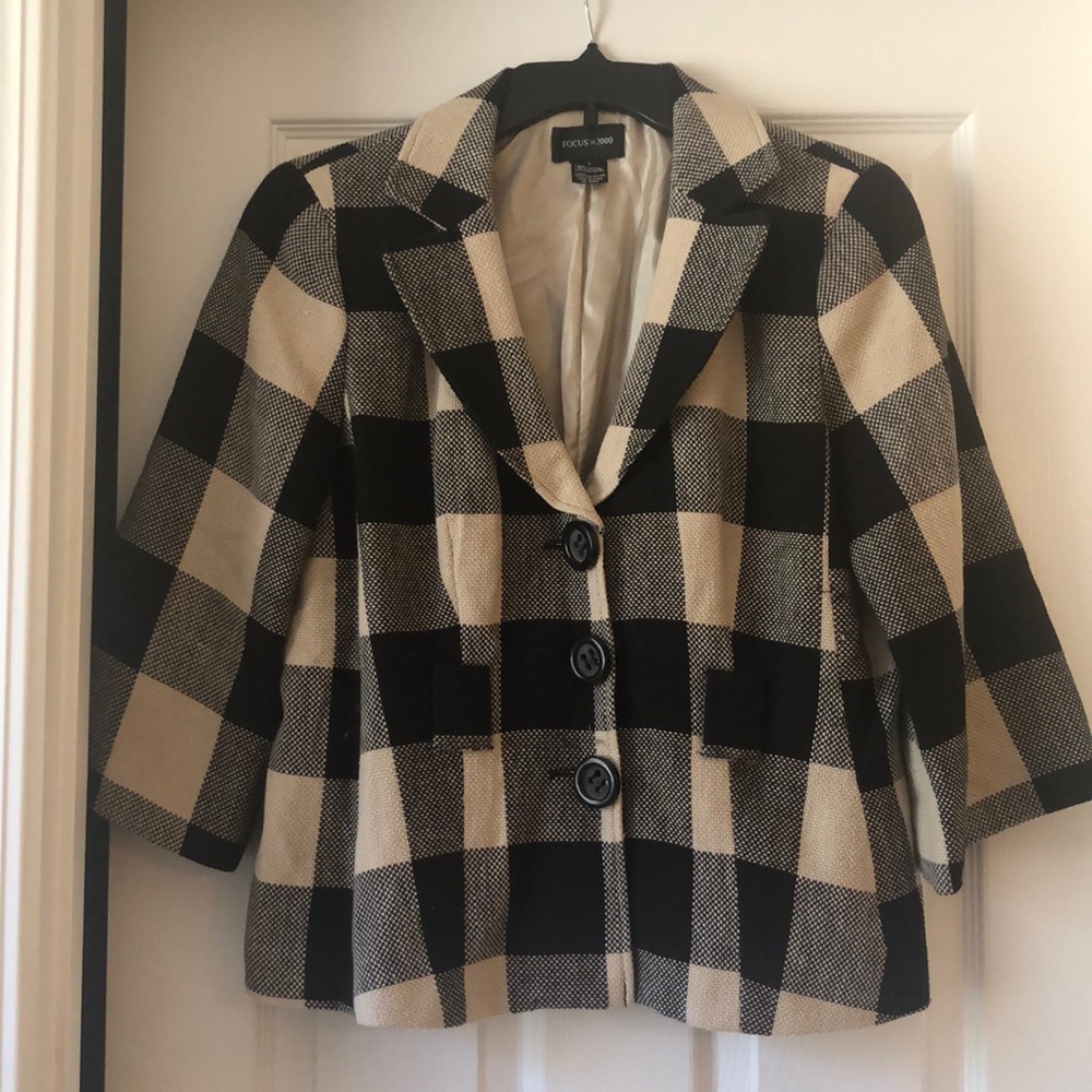 Plaid print blazer